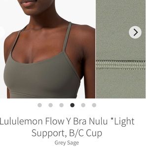Lululemon Flow Y Bra Grey Sage